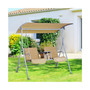 2 Person Porch Covered Swing Outdoor with Canopy, Table and Storage Console, Beige