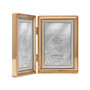 Polished Metal Hinged Double Picture Frame - Bead Border Design, 3.5" x 5"