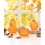 White Lines Glass Pumpkin Gourd, Set of 3