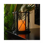 Lumabase Black Round Criss Cross Metal Lantern with LED Candle
