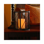 Lumabase Black Round Criss Cross Metal Lantern with LED Candle