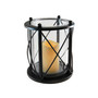 Lumabase Black Round Criss Cross Metal Lantern with LED Candle