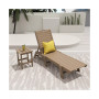 2 Pieces Poly Outdoor Patio Chaise Lounge Chair with Side Table Set