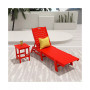 2 Pieces Poly Outdoor Patio Chaise Lounge Chair with Side Table Set