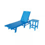 2 Pieces Poly Outdoor Patio Chaise Lounge Chair with Side Table Set