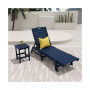 2 Pieces Poly Outdoor Patio Chaise Lounge Chair with Side Table Set