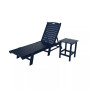 2 Pieces Poly Outdoor Patio Chaise Lounge Chair with Side Table Set