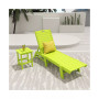 2 Pieces Poly Outdoor Patio Chaise Lounge Chair with Side Table Set