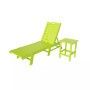 2 Pieces Poly Outdoor Patio Chaise Lounge Chair with Side Table Set