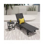 2 Pieces Poly Outdoor Patio Chaise Lounge Chair with Side Table Set