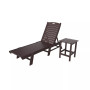 2 Pieces Poly Outdoor Patio Chaise Lounge Chair with Side Table Set