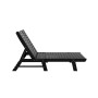2 Pieces Poly Outdoor Patio Chaise Lounge Chair with Side Table Set