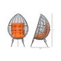Egg Chair w/ Soft Cushion, Teardrop Cuddle Seat, Outdoor / Indoor, PE Plastic Rattan Furniture, Adjustable Height, Orange