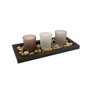 Lumabase Wooden Pebble Tray with 3 Glass Votive Holders