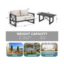 2PCS Patio Loveseat Coffee Table Set 6'' Thick Cushion Garden