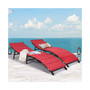 2PCS Patio Rattan Folding Lounge Chair Stackable Double Sided Cushion Outdoor