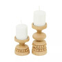 Wood Traditional 2 Piece Beaded Candle Holder Set