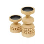 Wood Traditional 2 Piece Beaded Candle Holder Set