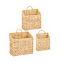 Woven Water Hyacinth Hanging Wall Storage Basket - Set of 3