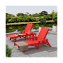 3 Pieces Set Poly Adirondack Outdoor Chaise Lounges with Side Table