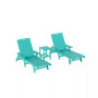 3 Pieces Set Poly Adirondack Outdoor Chaise Lounges with Side Table