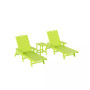 3 Pieces Set Poly Adirondack Outdoor Chaise Lounges with Side Table