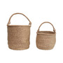 20.5" and 16" Handwoven Seagrass Baskets with Handles, Set of 2 Sizes