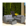 4 Piece Patio Sectional Wicker Rattan Outdoor Furniture Sofa Set with Storage Box Grey