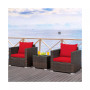 3PCS Patio Rattan Furniture Set Conversation Sofa Cushioned