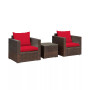 3PCS Patio Rattan Furniture Set Conversation Sofa Cushioned
