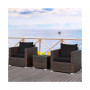 3PCS Patio Rattan Furniture Set Conversation Sofa Cushioned