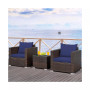 3PCS Patio Rattan Furniture Set Conversation Sofa Cushioned