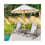 3 Piece Outdoor Rocking Bistro Set, Patio Folding Chair Table Set with Glass Coffee Table for Yard, Patio, Deck, Backyard, Cream White