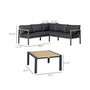 5 Seater Patio Furniture Set, 4 Piece L-Shaped Outdoor Conversation Sectional Sofa with Coffee Table, 2 Loveseats, Corner Couch Segment, Dark Grey