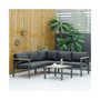 5 Seater Patio Furniture Set, 4 Piece L-Shaped Outdoor Conversation Sectional Sofa with Coffee Table, 2 Loveseats, Corner Couch Segment, Dark Grey