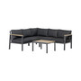 5 Seater Patio Furniture Set, 4 Piece L-Shaped Outdoor Conversation Sectional Sofa with Coffee Table, 2 Loveseats, Corner Couch Segment, Dark Grey