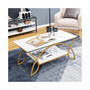 Coffee Table Modern Marble 2-Tier Coffee Table Gold Rectangle