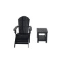 3-Piece Outdoor Adirondack Chair with Ottoman and Side Table Set