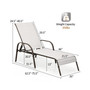 2PCS Outdoor Patio Lounge Chair Chaise Fabric Adjustable Reclining