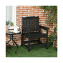 Plastic Patio Chairs, Outdoor Dining Chair with Armrests and Slatted Back, Outdoor Armchair for Lawn, Garden, Poolside, Backyard, Black