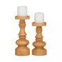 Wood Traditional 2 Piece Turned Style Candle Holder Set