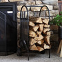 4-Piece Steel Firewood Log Rack Cart with Fireplace Tools