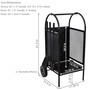 4-Piece Steel Firewood Log Rack Cart with Fireplace Tools