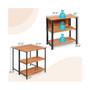 Patio Acacia Wood Folding Dining Table Storage Shelves Garden Deck