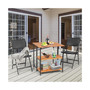 Patio Acacia Wood Folding Dining Table Storage Shelves Garden Deck