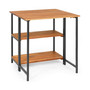 Patio Acacia Wood Folding Dining Table Storage Shelves Garden Deck