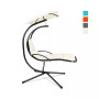 Patio Hanging Hammock Chaise Lounge Chair with Canopy Cushion