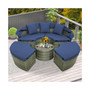 Patio Rattan Daybed Outdoor Sectional Seating with Side Table & Retractable Canopy