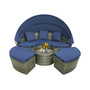 Patio Rattan Daybed Outdoor Sectional Seating with Side Table & Retractable Canopy