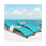 2PCS Patio Rattan Folding Lounge Chair Chaise Double Sided Cushion